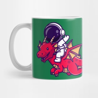 Astronaut Riding Dragon Cartoon Mug